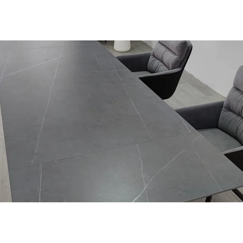 Стіл обідній розкладний JULIAN CERAMIC 160(240)*90 сірий мат/чорний Intarsio