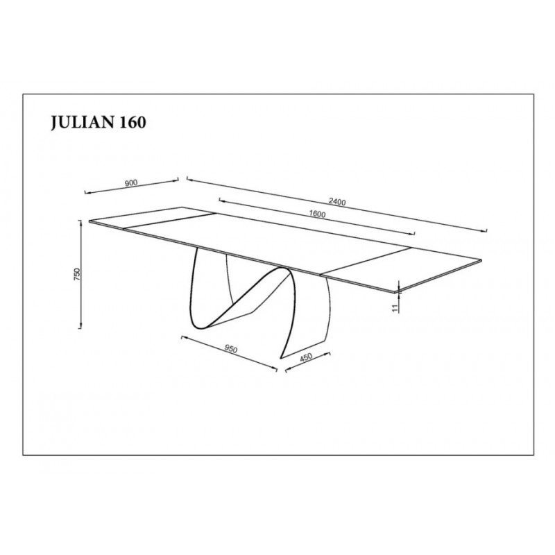 Стіл обідній розкладний JULIAN CERAMIC 160(240)*90 сірий мат/чорний Intarsio