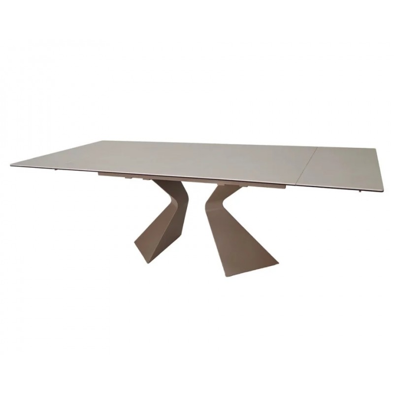 Стіл обідній розкладний LAURA CERAMIC 160(240)*90 Бежевий мат / Бежевий Intarsio