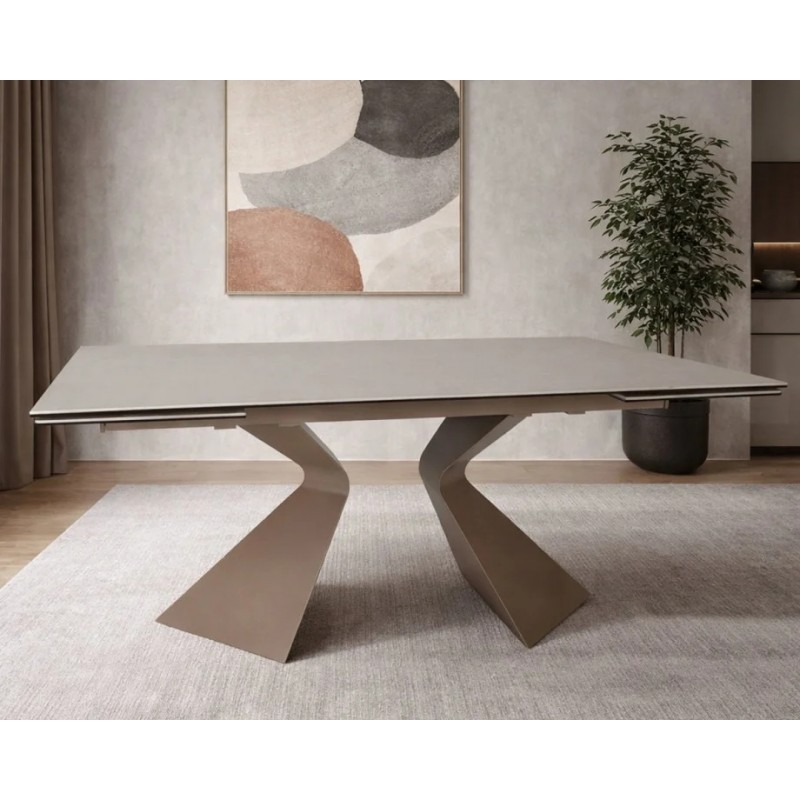 Стіл обідній розкладний LAURA CERAMIC 160(240)*90 Бежевий мат / Бежевий Intarsio