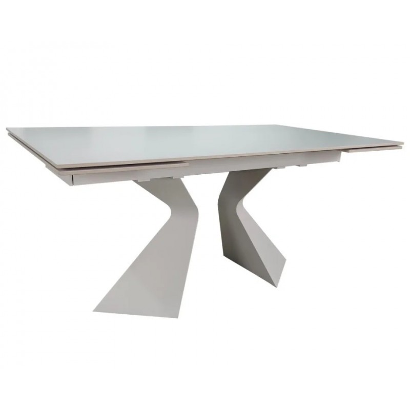 Стіл обідній розкладний LAURA CERAMIC 160(240)*90 білий мат/білий Intarsio