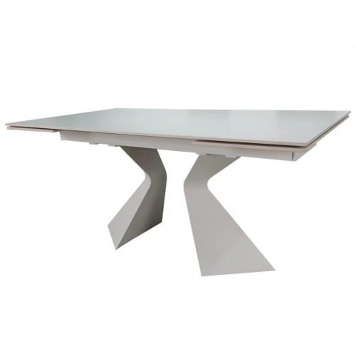 Стіл обідній розкладний LAURA CERAMIC 160(240)*90 білий мат/білий Intarsio