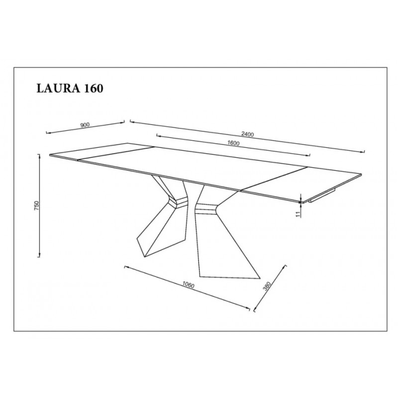 Стіл обідній розкладний LAURA CERAMIC 160(240)*90 білий мат/білий Intarsio