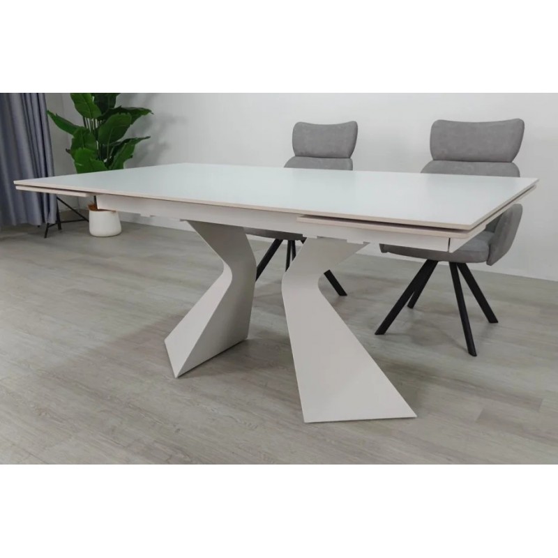 Стіл обідній розкладний LAURA CERAMIC 160(240)*90 білий мат/білий Intarsio