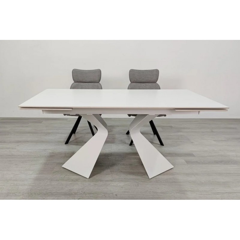 Стіл обідній розкладний LAURA CERAMIC 160(240)*90 білий мат/білий Intarsio