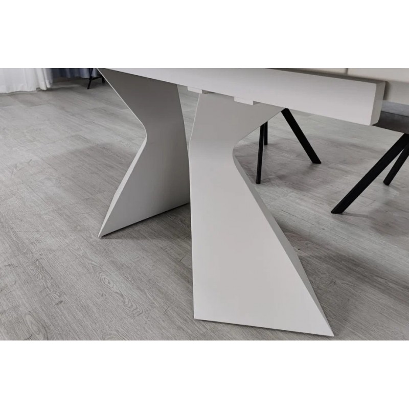 Стіл обідній розкладний LAURA CERAMIC 160(240)*90 білий мат/білий Intarsio