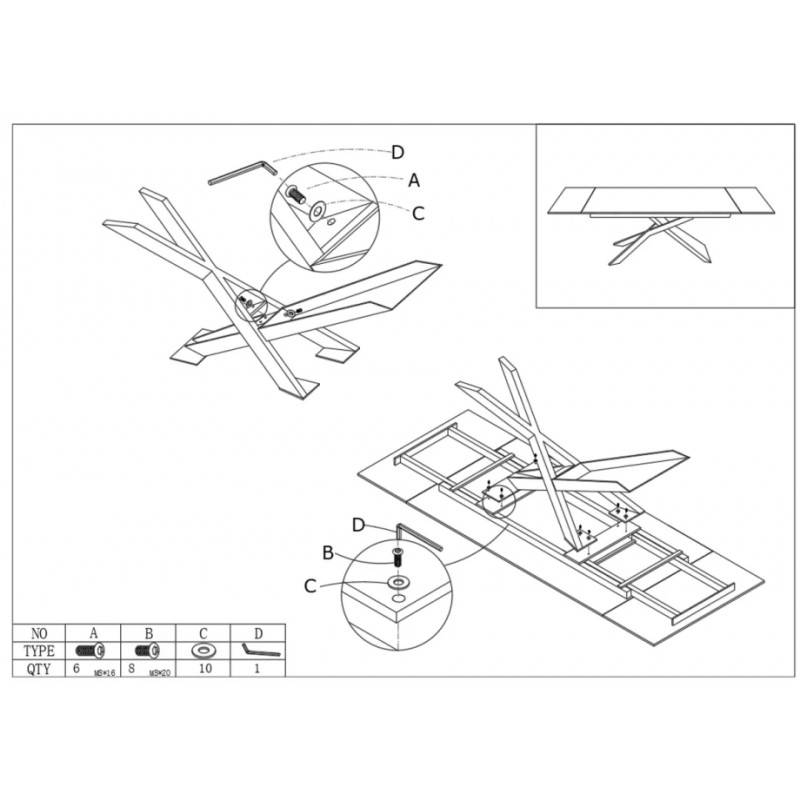 Стіл обідній розкладний MADISON CERAMIC 160(240)*90 чорний мат/чорний Intarsio