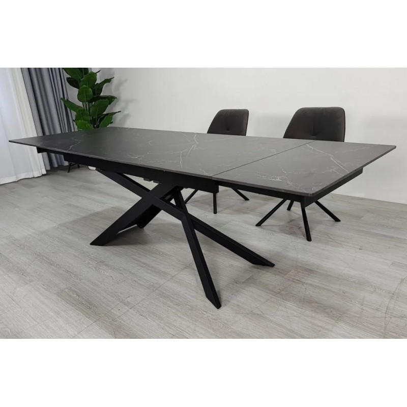 Стіл обідній розкладний MADISON CERAMIC 160(240)*90 чорний мат/чорний Intarsio