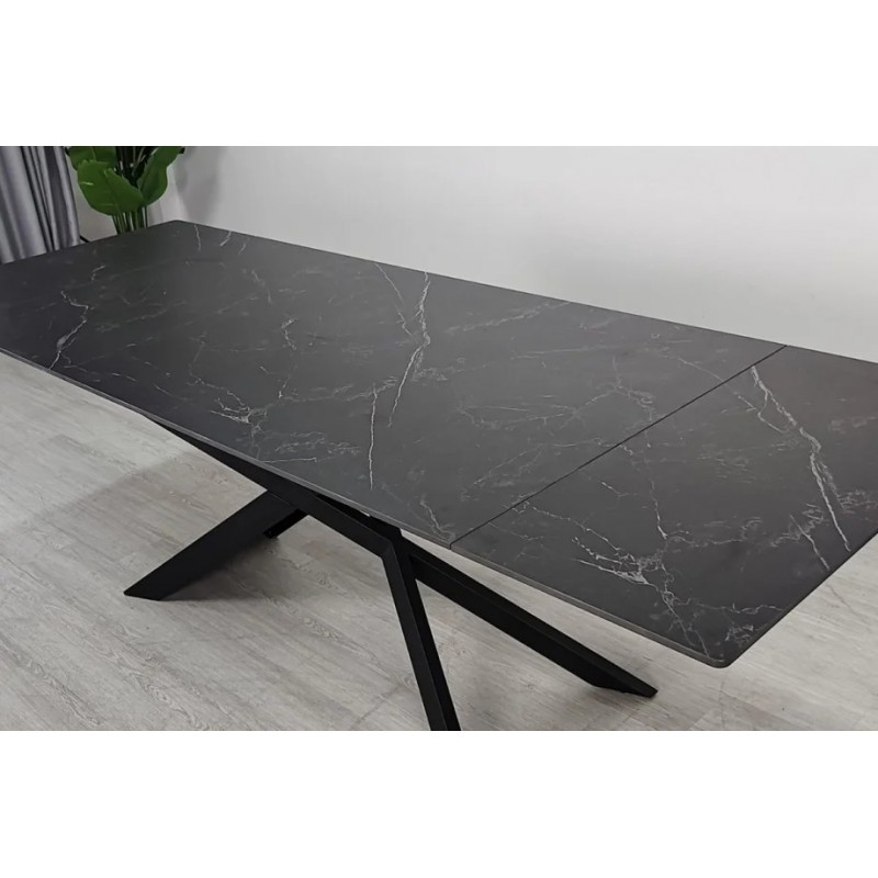 Стіл обідній розкладний MADISON CERAMIC 160(240)*90 чорний мат/чорний Intarsio