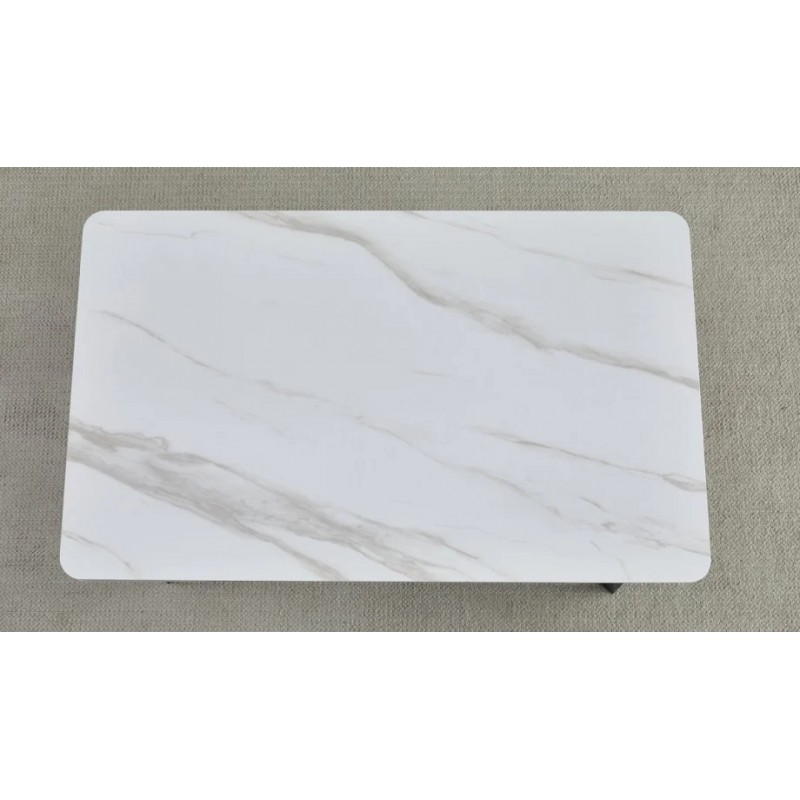 Стіл обідній розкладний MADRID CERAMIC 120(180)*85 білий глянець / чорний каркас Intarsio