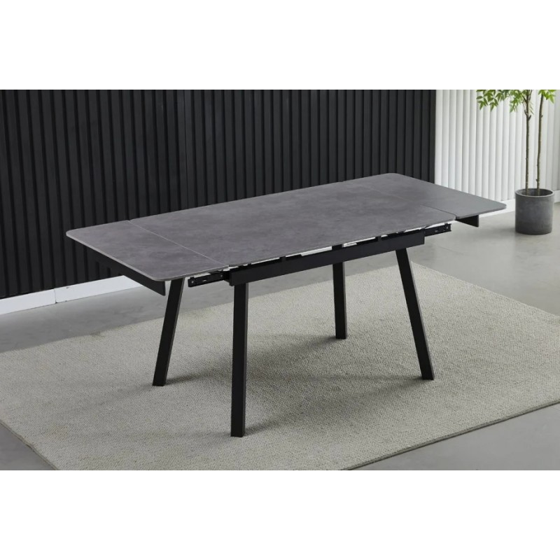 Стіл обідній розкладний MADRID CERAMIC 120(180)*85 grigio latte matt / чорний каркас Intarsio