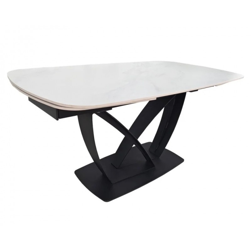 Стіл обідній розкладний TYLER CERAMIC 160(240)*90 білий мат/чорний Intarsio