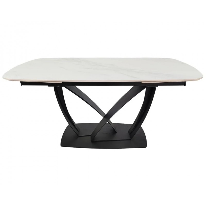 Стіл обідній розкладний TYLER CERAMIC 160(240)*90 білий мат/чорний Intarsio
