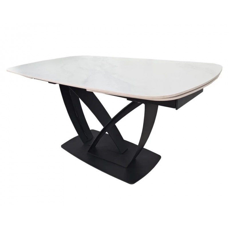 Стіл обідній розкладний TYLER CERAMIC 160(240)*90 білий мат/чорний Intarsio