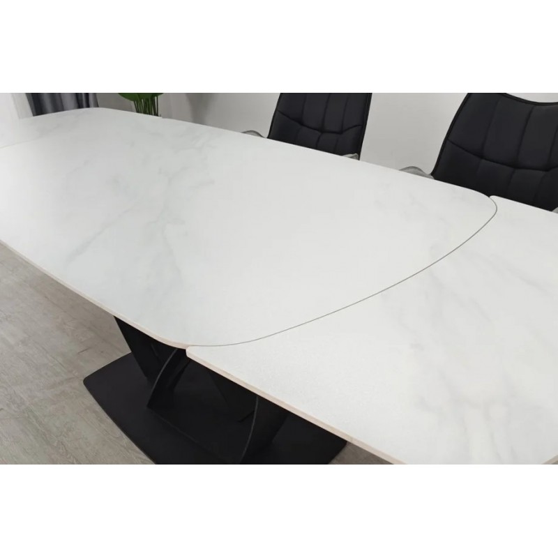 Стіл обідній розкладний TYLER CERAMIC 160(240)*90 білий мат/чорний Intarsio