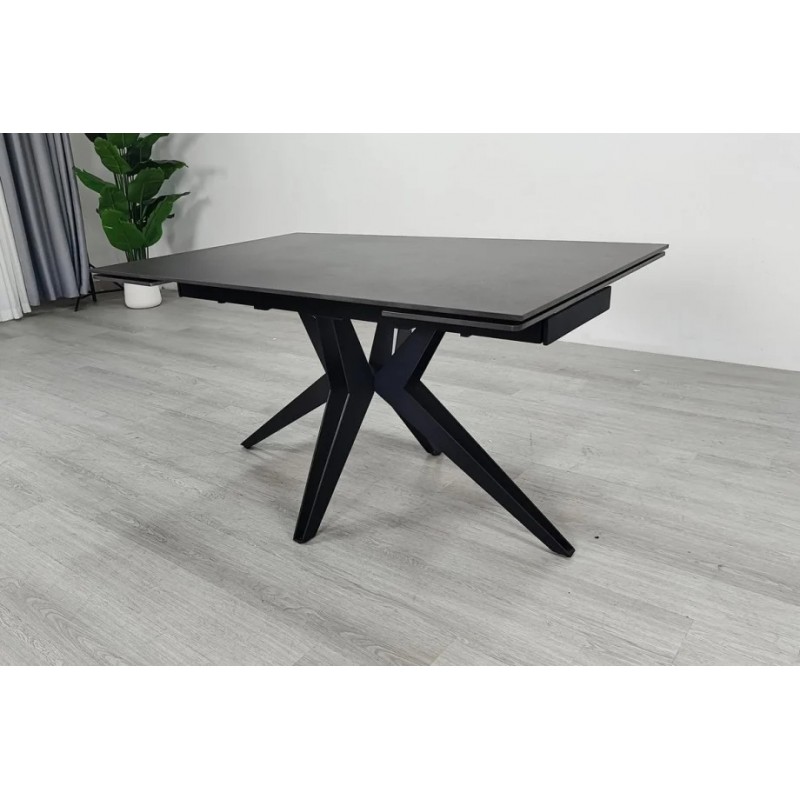 Стіл обідній розкладний VINCENT CERAMIC 140(200)*90 графіт мат/чорний Intarsio