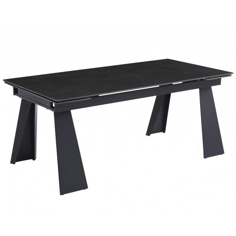 Стіл розкладний керамічний ARNOLD CERAMIC 180(240)*90 Wic dark grey мат / Чорний каркас Intarsio