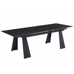 Стіл розкладний керамічний ARNOLD CERAMIC 180(240)*90 Wic dark grey мат / Чорний каркас Intarsio