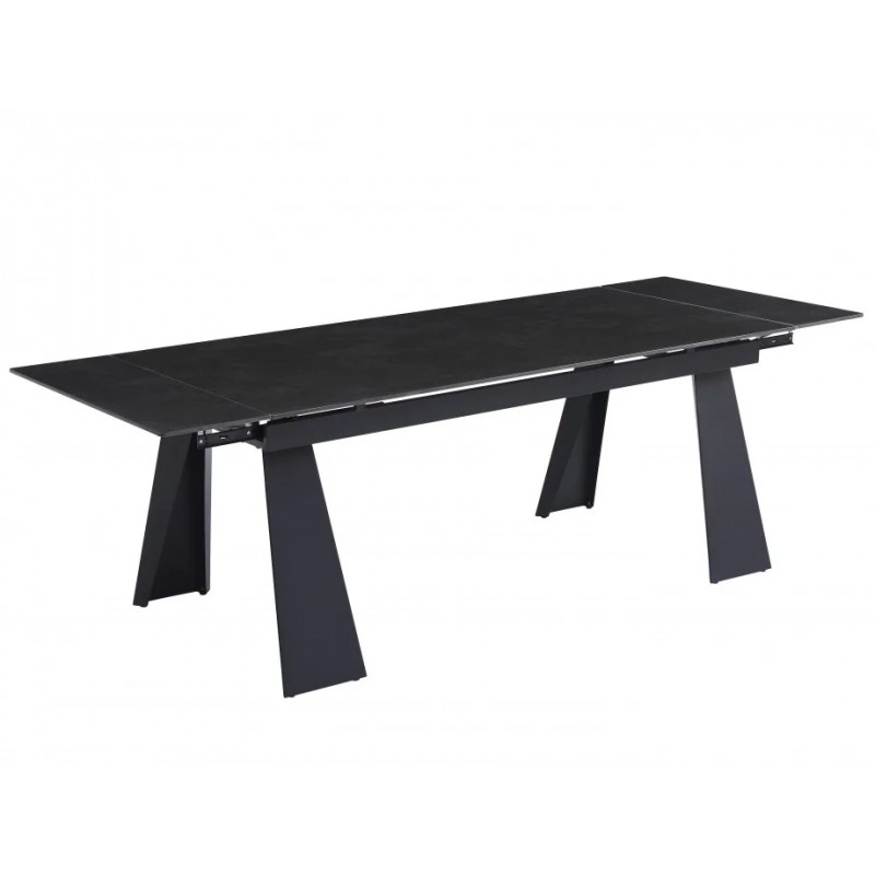 Стіл розкладний керамічний ARNOLD CERAMIC 180(240)*90 Wic dark grey мат / Чорний каркас Intarsio