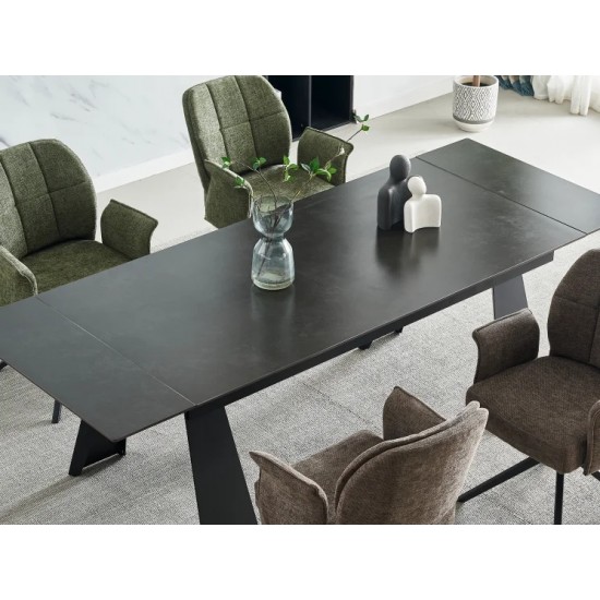 Стіл розкладний керамічний ARNOLD CERAMIC 180(240)*90 Wic dark grey мат / Чорний каркас Intarsio Стіл розкладний керамічний ARNOLD CERAMIC 180(240)*90 Wic dark grey мат / Чорний каркас Intarsio