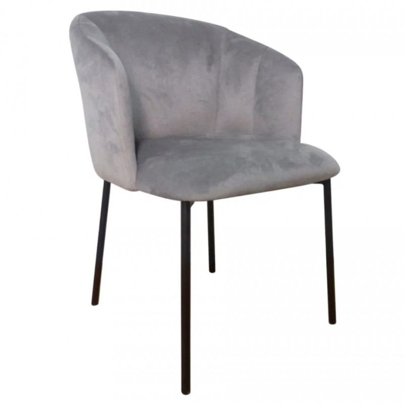 Стілець DORA чорний каркас/сірий тканина Intarsio