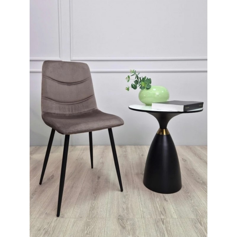 Стілець EVAN Чорний каркас / Капучино Intarsio