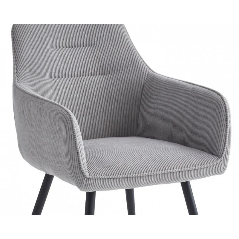 Стілець Ernest Чорний каркас / Світло-сіра тканина вельвет Intarsio