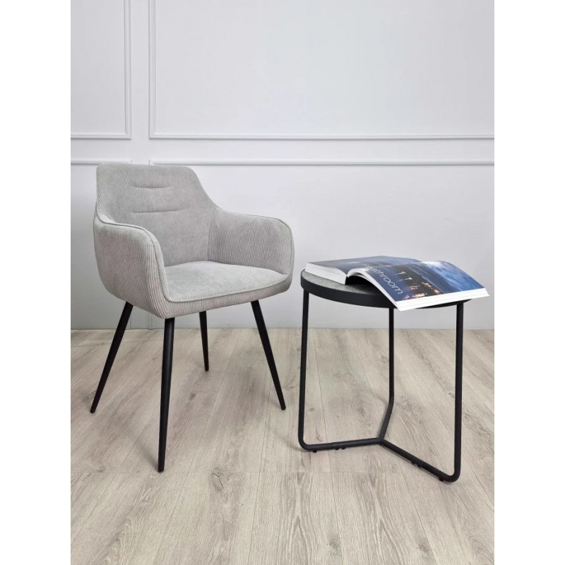 Стілець Ernest Чорний каркас / Світло-сіра тканина вельвет Intarsio