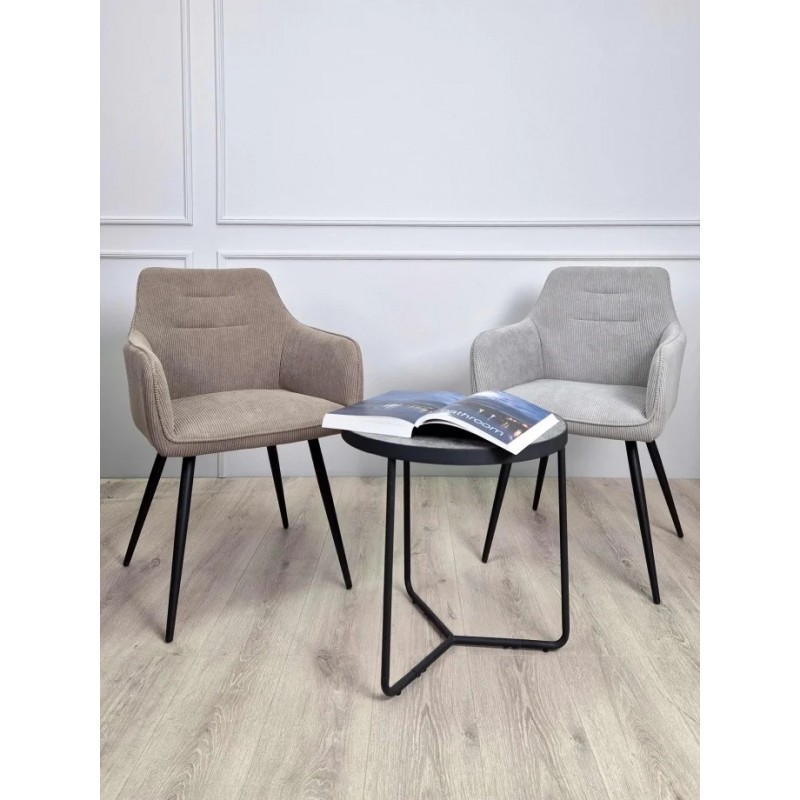 Стілець Ernest Чорний каркас / Світло-сіра тканина вельвет Intarsio