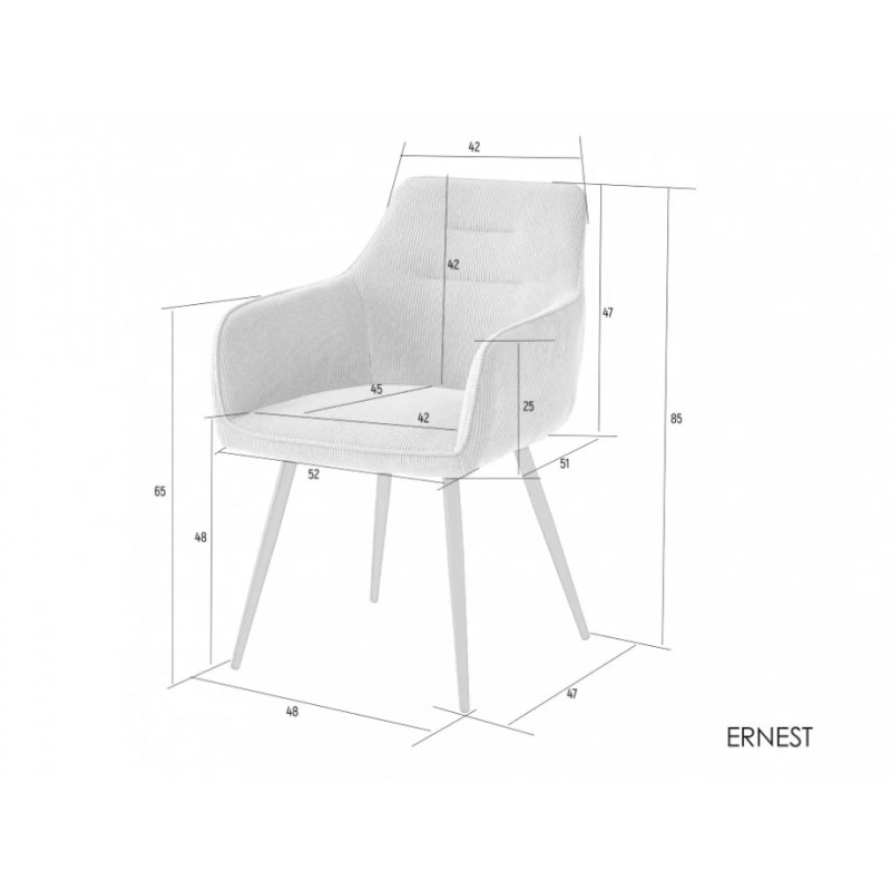 Стілець Ernest Чорний каркас / Темно-бежева тканина вельвет Intarsio