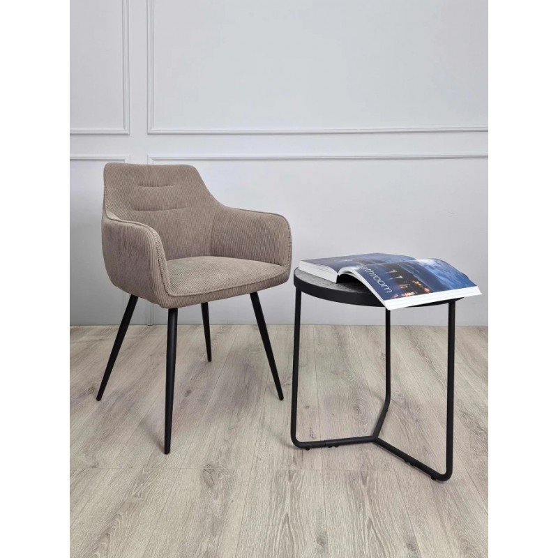 Стілець Ernest Чорний каркас / Темно-бежева тканина вельвет Intarsio