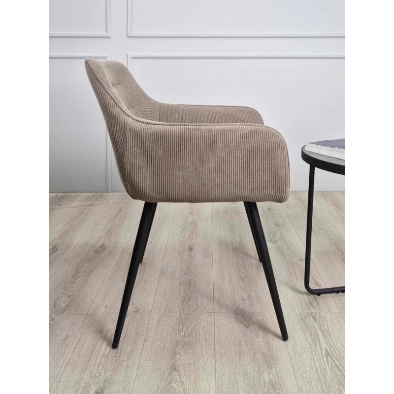 Стілець Ernest Чорний каркас / Темно-бежева тканина вельвет Intarsio