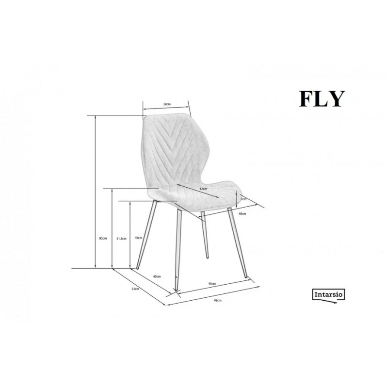 Стілець FLY Чорний каркас / Коричневий тк. Intarsio
