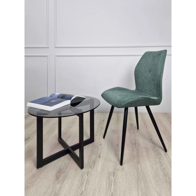 Стілець Hank Чорний каркас / Темно-зелена тканина Intarsio