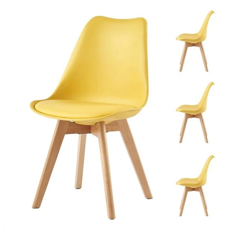 Стілець KRUZ бук/жовтий Intarsio