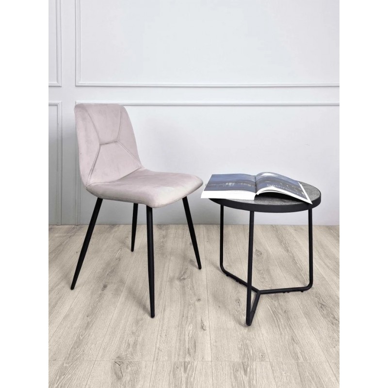 Стілець Mark Чорний каркас / Світло-рожевий велюр Intarsio