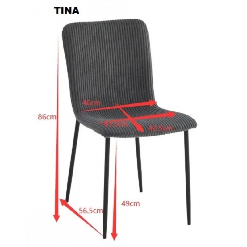 Стілець TINA Чорний каркас / Темний беж тканина вельвет Intarsio