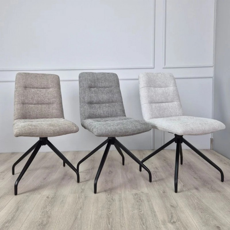 Стілець кухонний DAMIR з поворотним механізмом на 180° Чорний каркас/Сірий тканина Intarsio