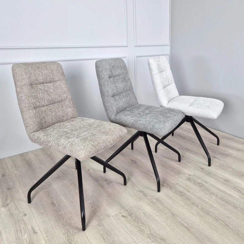 Стілець кухонний DAMIR з поворотним механізмом на 180° Чорний каркас/Темний беж тканина Intarsio