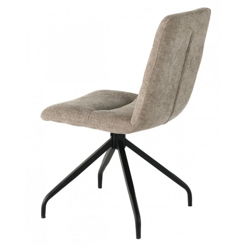 Стілець кухонний DAMIR з поворотним механізмом на 180° Чорний каркас/Темний беж тканина Intarsio