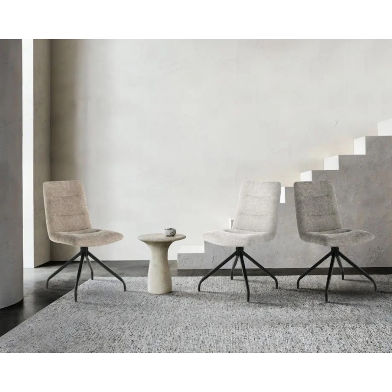 Стілець кухонний DAMIR з поворотним механізмом на 180° Чорний каркас/Темний беж тканина Intarsio