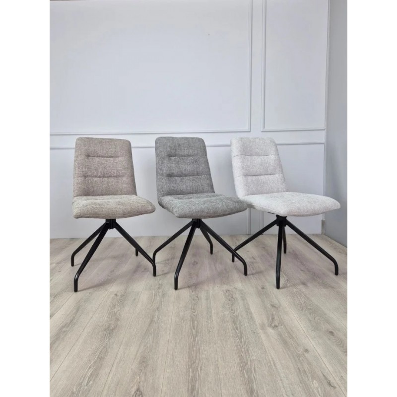 Стілець кухонний DAMIR з поворотним механізмом на 180° Чорний каркас/Темний беж тканина Intarsio