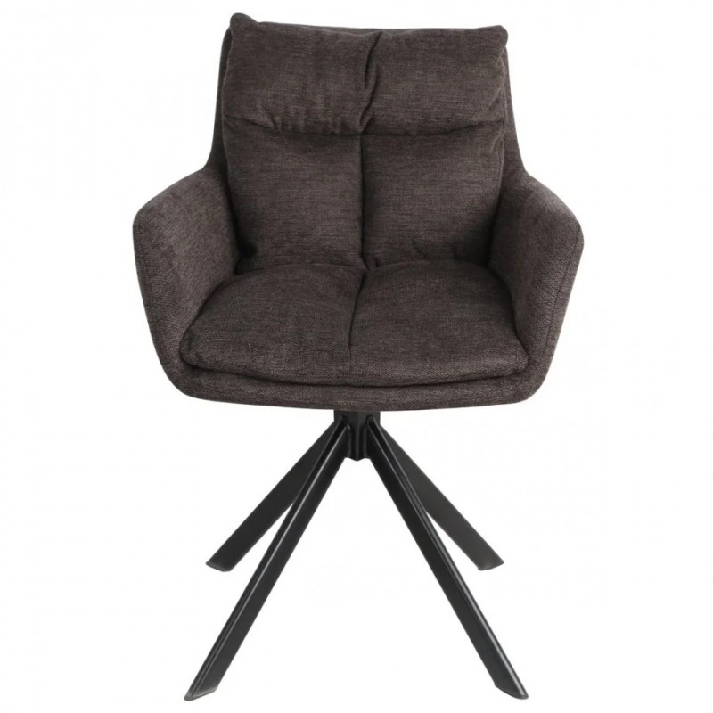 Стілець кухонний HUNTER Чорний каркас / Коричневий тканина оберт 180° Intarsio