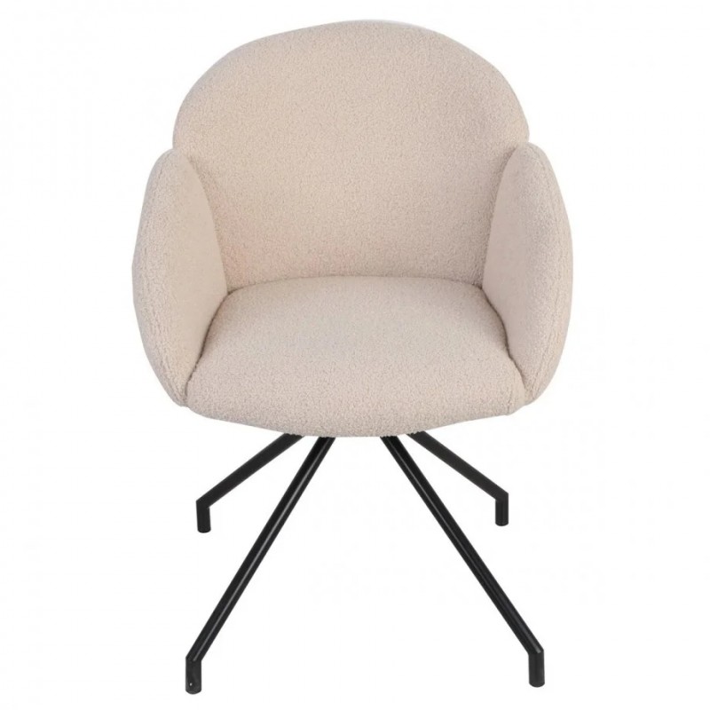 Стілець кухонний LINDA Чорний каркас / Кремовий Teddy букле оберт 180° Intarsio