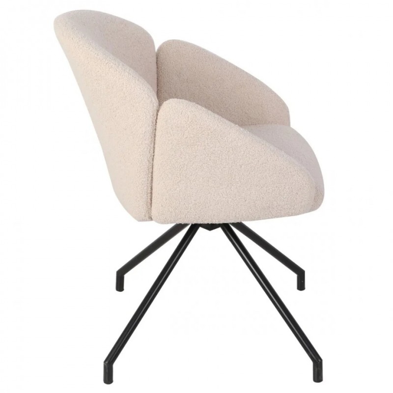 Стілець кухонний LINDA Чорний каркас / Кремовий Teddy букле оберт 180° Intarsio
