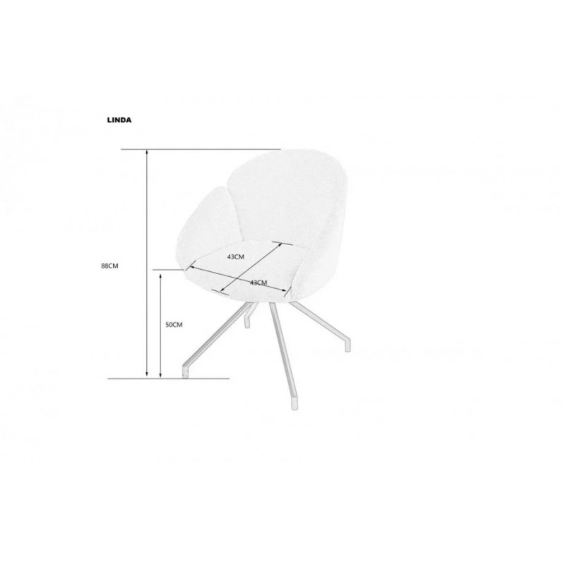 Стілець кухонний LINDA Чорний каркас / Кремовий Teddy букле оберт 180° Intarsio