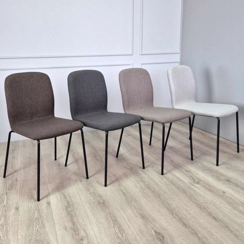 Стілець кухонний NAVY Чорний каркас/Світло-сірий тканина Intarsio