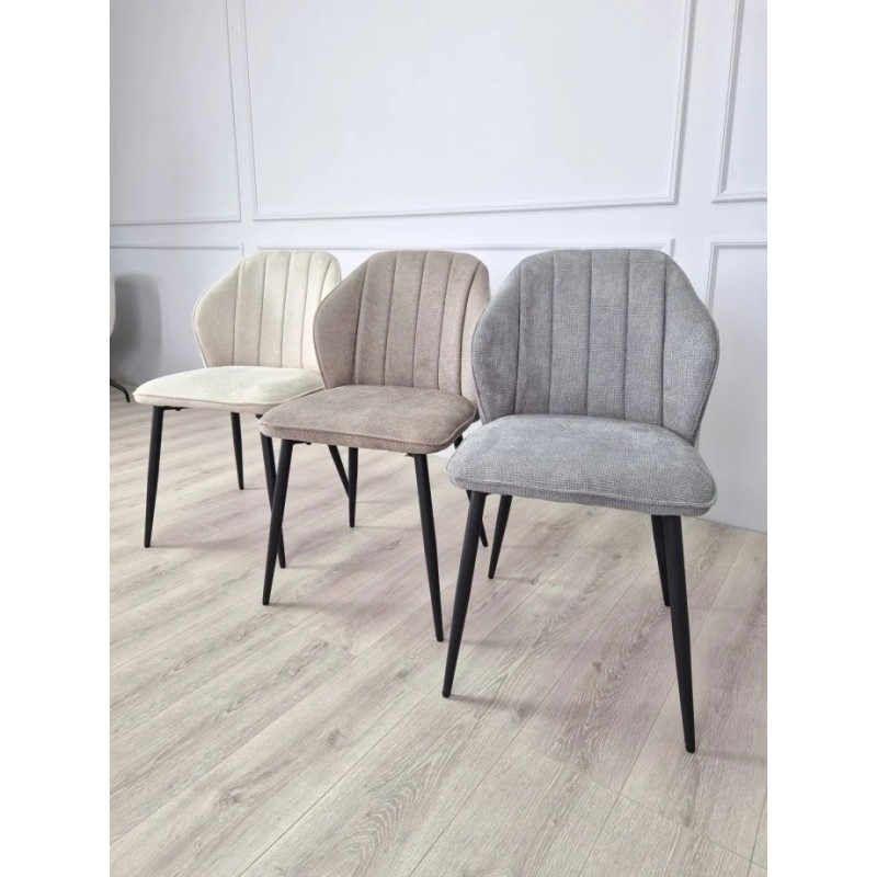 Стілець кухонний NEIL Чорний каркас/Беж тканина Intarsio