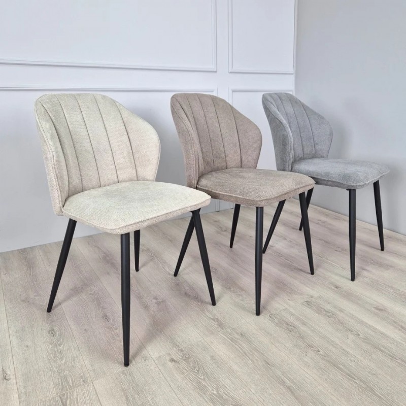 Стілець кухонний NEIL Чорний каркас/Беж тканина Intarsio