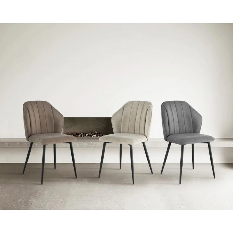 Стілець кухонний NEIL Чорний каркас/Темний беж тканина Intarsio